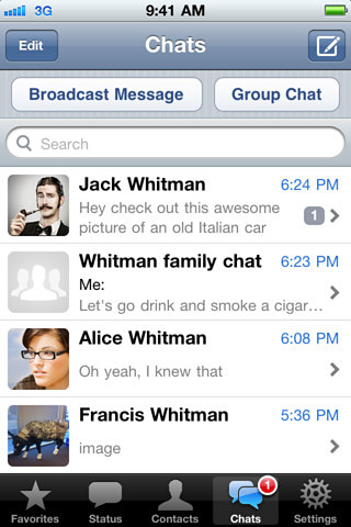 WhatsApp Messenger for iPhone in 2011 – Chats