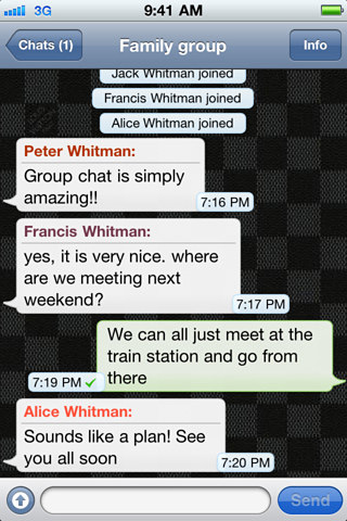 WhatsApp Messenger for iPhone in 2011 – Family Group