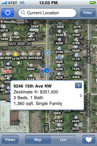 Zillow Real Estate for iPhone in 2011 – Current Location