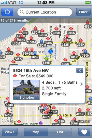 Zillow Real Estate for iPhone in 2011 – Current Location