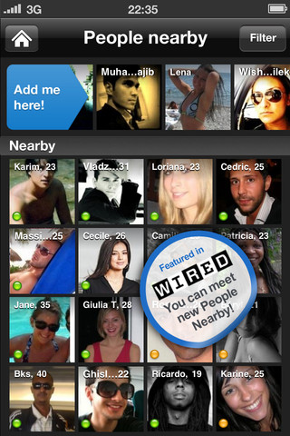 Badoo for iPhone in 2012 – People nearby