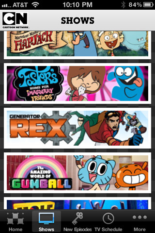 Cartoon Network for iPhone in 2012 – Shows