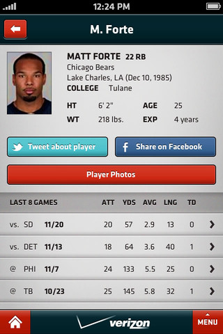 Chicago Bears Official App for iPhone in 2012 – M. Forte