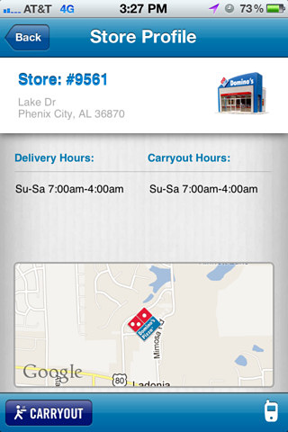 Domino's Pizza USA for iPhone in 2012 – Store Profile
