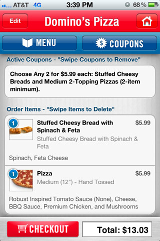 Domino's Pizza USA for iPhone in 2012