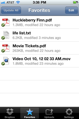 Dropbox for iPhone in 2012 – Favorites