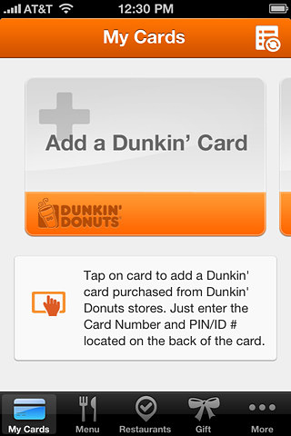 Dunkin' Donuts for iPhone in 2012 – My Cards