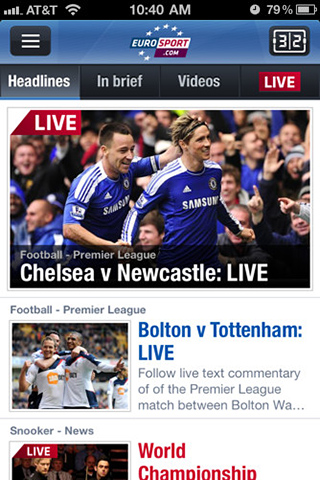 Eurosport for iPhone in 2012