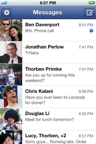 Facebook Messenger for iPhone in 2012