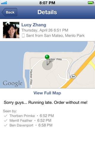 Facebook Messenger for iPhone in 2012 – Detail