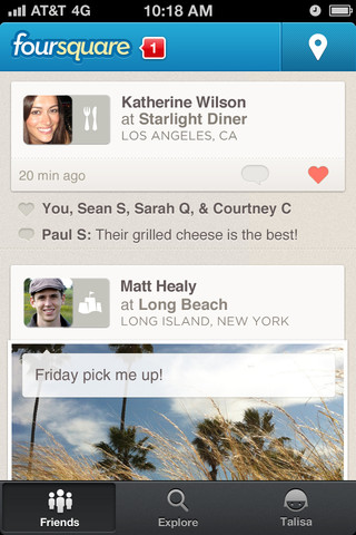 Foursquare for iPhone in 2012 – Friends