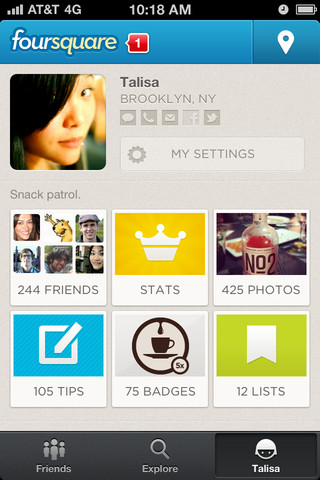Foursquare for iPhone in 2012 – Talisa