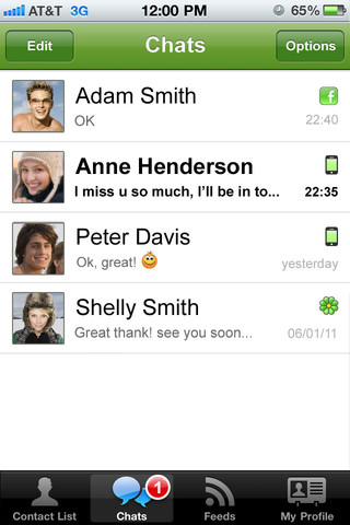 ICQ for iPhone in 2012 – Chats