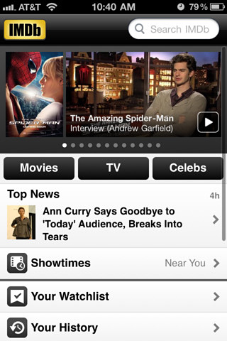 IMDb Movies & TV for iPhone in 2012