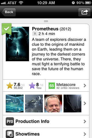 IMDb Movies & TV for iPhone in 2012