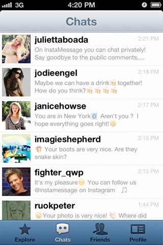 InstaMessage for iPhone in 2012 – Chats