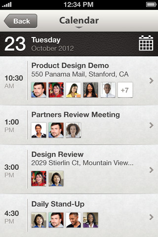 LinkedIn for iPhone in 2012 – Calendar