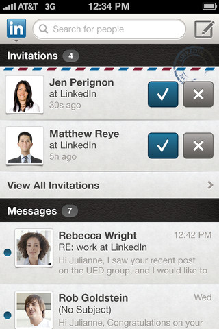 LinkedIn for iPhone in 2012