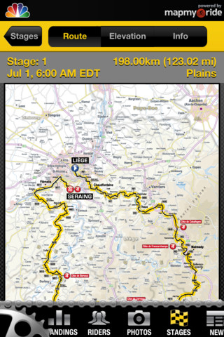 NBC Tour de France Live Mobile for iPhone in 2012 – Stages