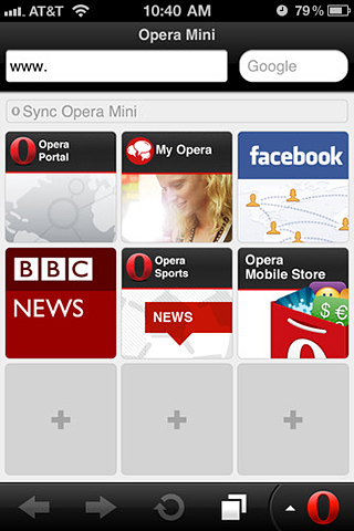 Opera Mini Web browser for iPhone in 2012