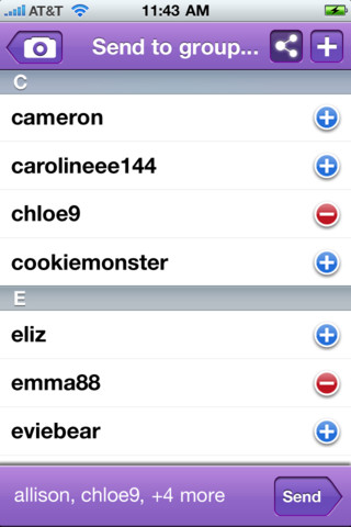 Snapchat for iPhone in 2012 – Send to Group