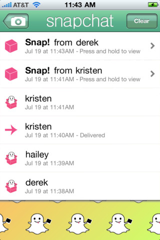 Snapchat for iPhone in 2012