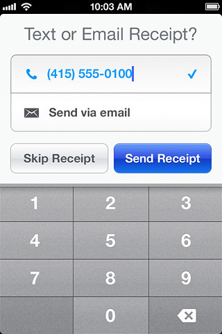 Square Register for iPhone in 2012 – Text or Email Receipt?