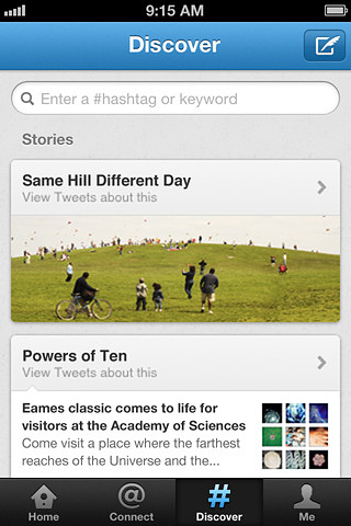 Twitter for iPhone in 2012 – Discover