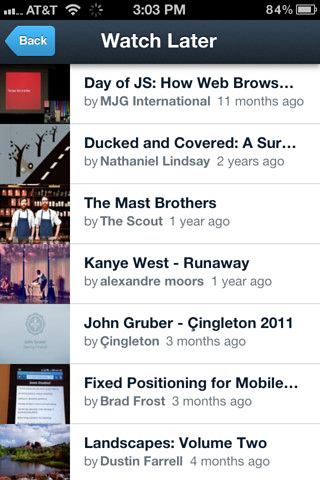 Vimeo for iPhone in 2012