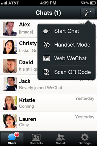 WeChat for iPhone in 2012 – Chats