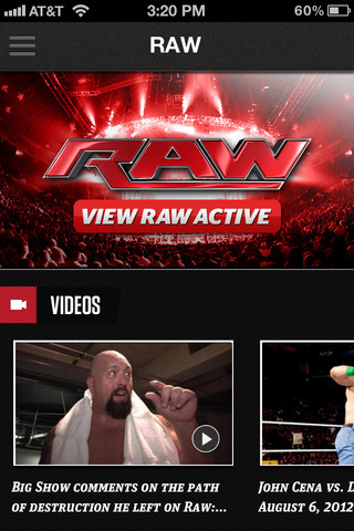 WWE for iPhone in 2012 – RAW
