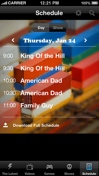 Adult Swim for iPhone in 2013 – Schedule
