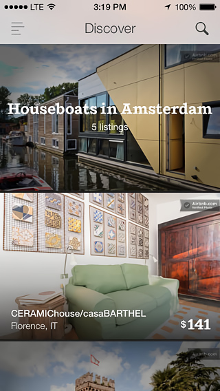 Airbnb for iPhone in 2013 – Discover