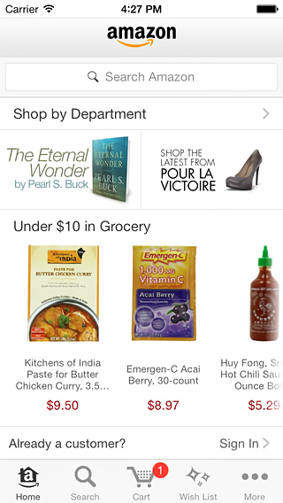 Amazon Mobile for iPhone in 2013 – Shop by Department