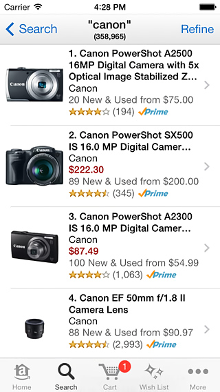Amazon Mobile for iPhone in 2013 – Search