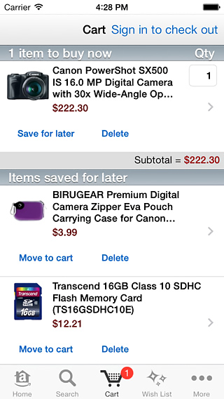 Amazon Mobile for iPhone in 2013 – Cart