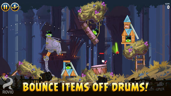 Angry Birds Star Wars for iPhone in 2013 – Bounce items off drums