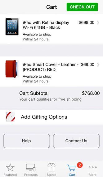 Apple Store for iPhone in 2013 – Cart
