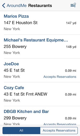 AroundMe for iPhone in 2013 – Restaurants