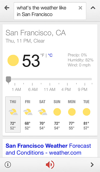 Google Search for iPhone in 2013 – Weather