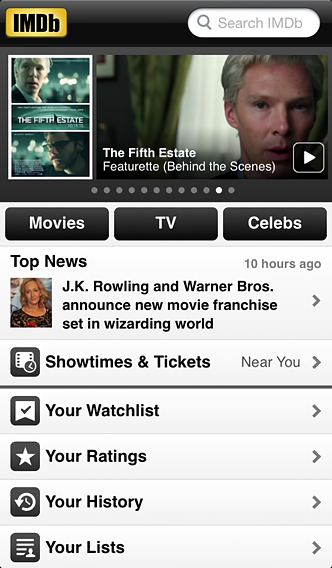 IMDb Movies & TV for iPhone in 2013