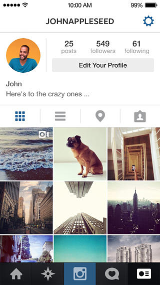 Instagram for iPhone in 2013 – Profile