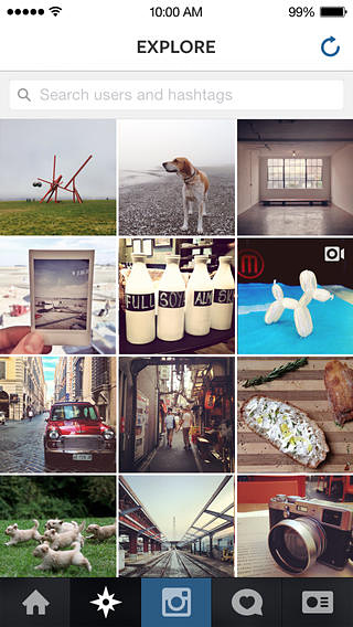 Instagram for iPhone in 2013 – Explore