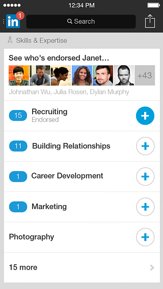 LinkedIn for iPhone in 2013