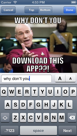 Meme Generator by MemeCrunch for iPhone in 2013