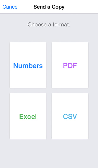 Numbers for iPhone in 2013 – Send a Copy