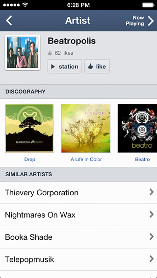 Pandora Radio for iPhone in 2013 – Artist