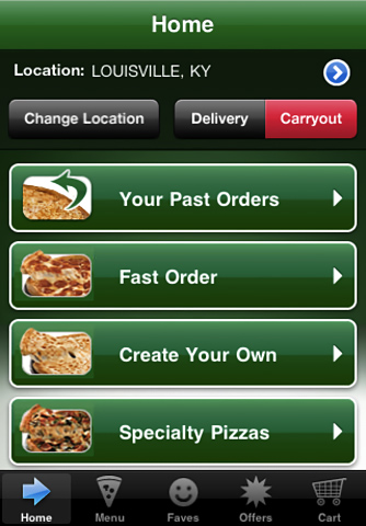 Papa John's Pizza for iPhone in 2013 – Home