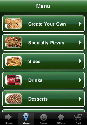 Papa John's Pizza for iPhone in 2013 – Menu