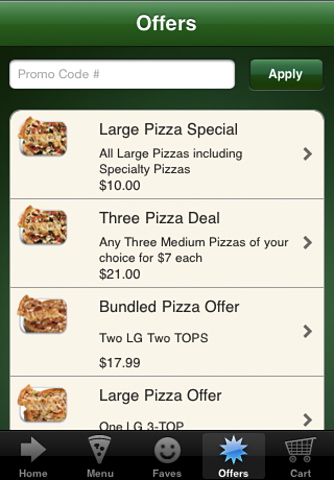 Papa John's Pizza for iPhone in 2013 – Offers